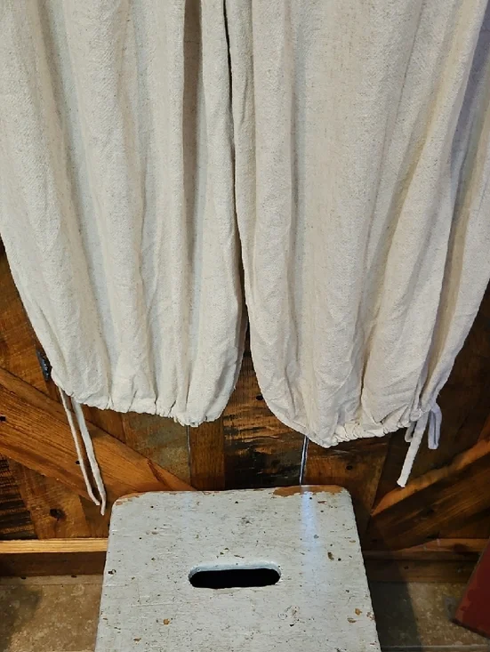 386 Cream Lightweight Spaghetti Strap Jumpsuit with Drawstring Hems - Picture 5 of 9